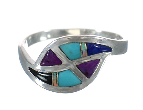 Multicolor Inlay Genuine Sterling Silver Southwest Ring Size 6 MX60366